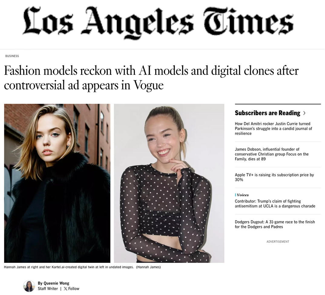 Fashion models reckon with AI models and digital clones after controversial ad appears in Vogue
