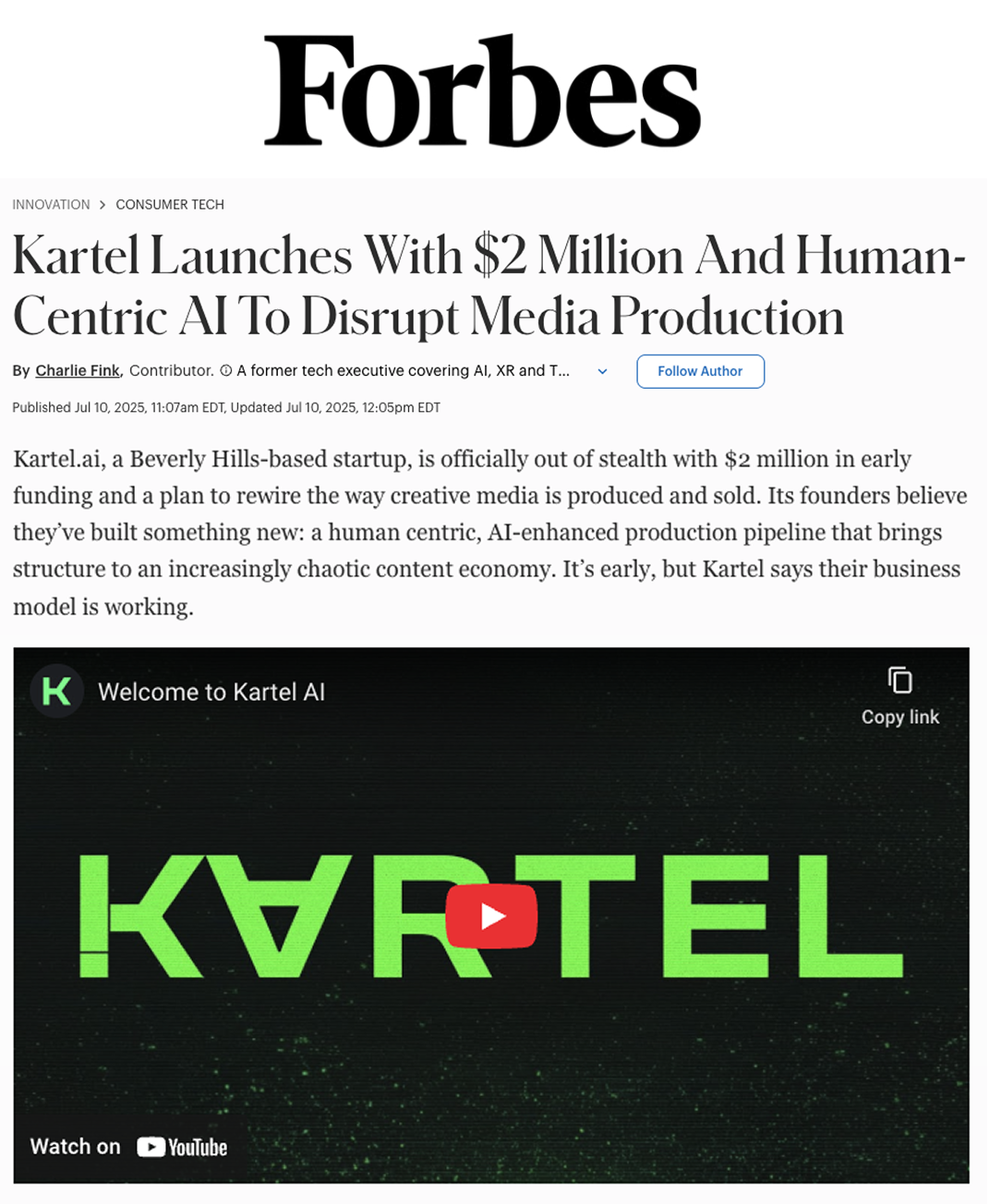 Kartel Launches With $2 Million And Human-Centric AI To Disrupt Media Production