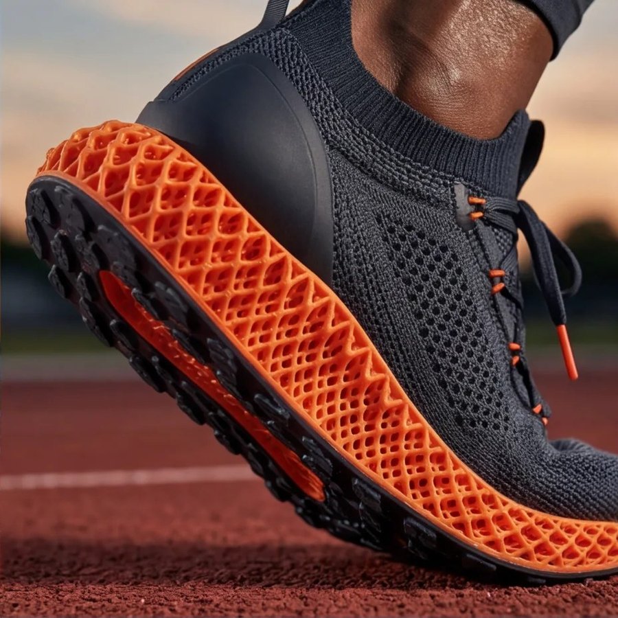 The lattice midsole, filling the frame