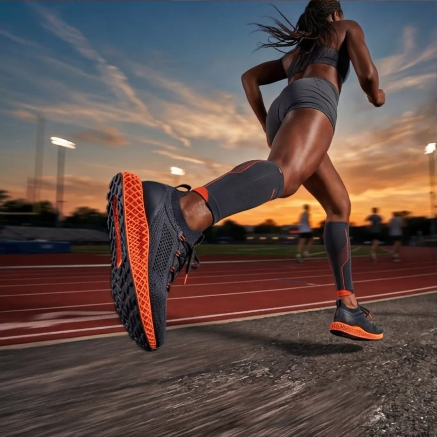 Full stride at sunset